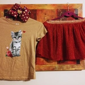 3 Pc (Put together) Skirt, Shirt and Bonus Bow